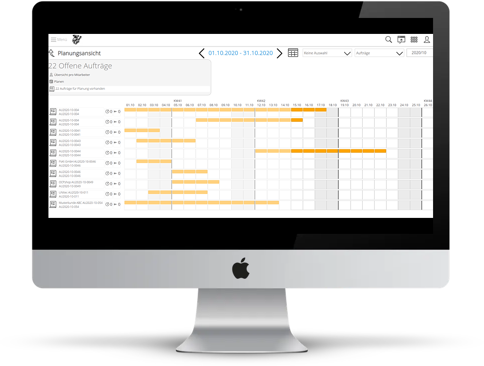 auftragsübersicht auf imac